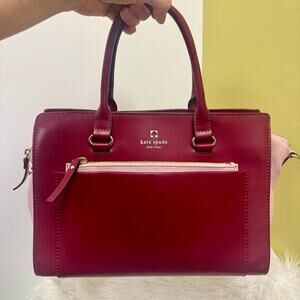 Kate Spade Hadley Street Bernadine Satchel Zip Top Colorblock Pink Burgundy